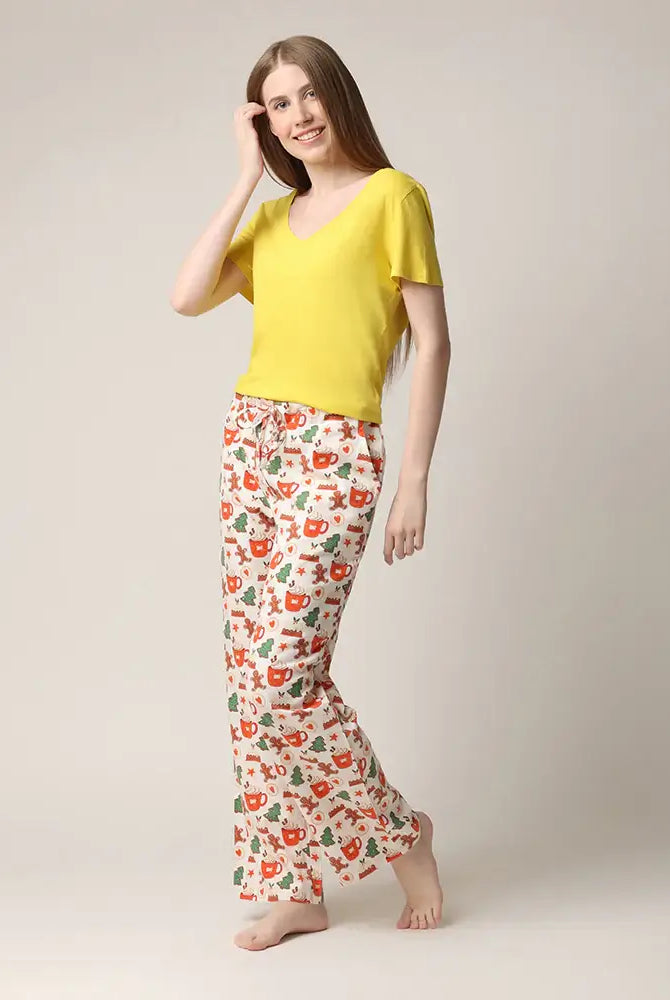 women's flannel pajama pant with cookie holiday print by Mahogany