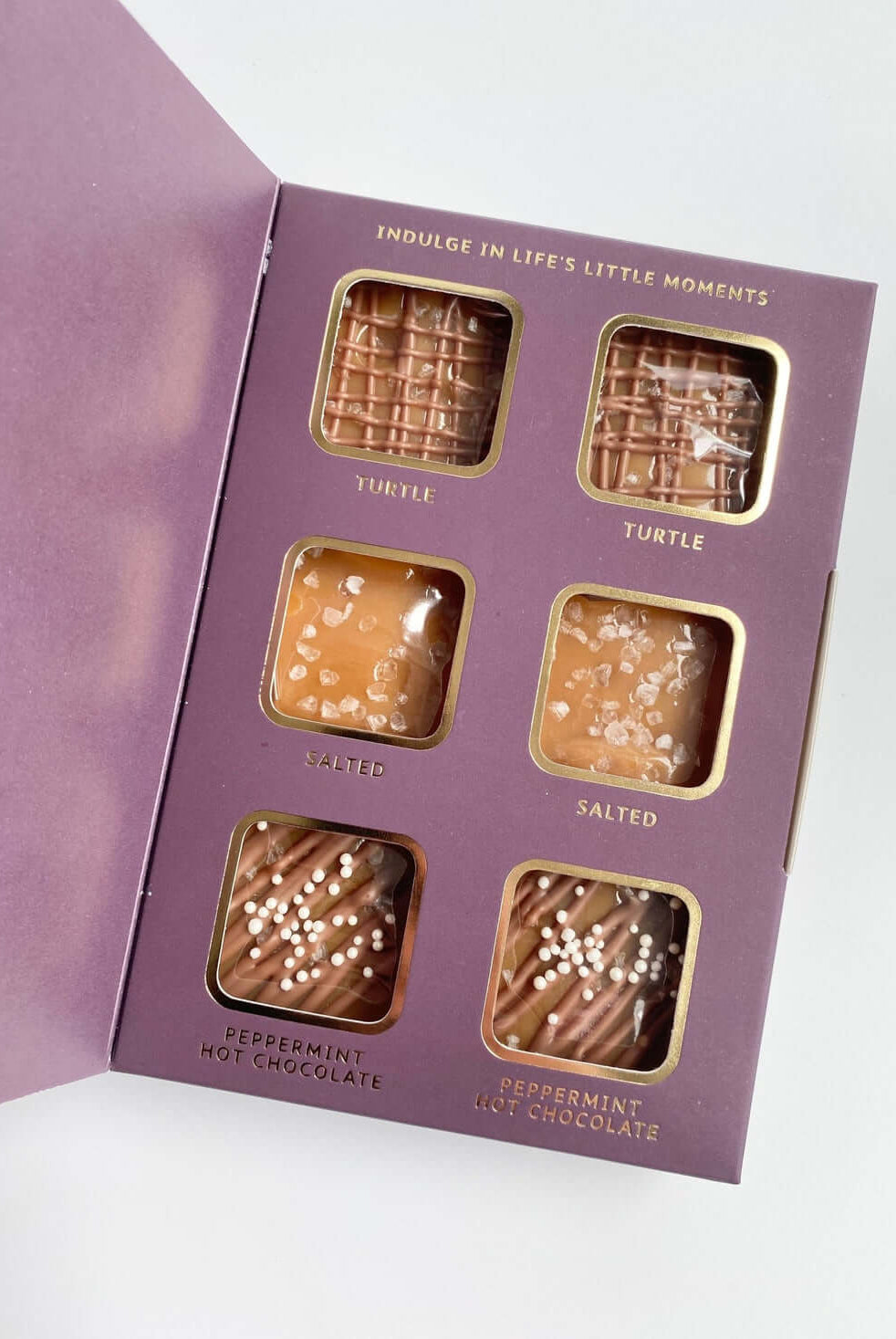 Salted Artisan handcrafted caramels - 6 piece window box for Christmas in assorted flavours