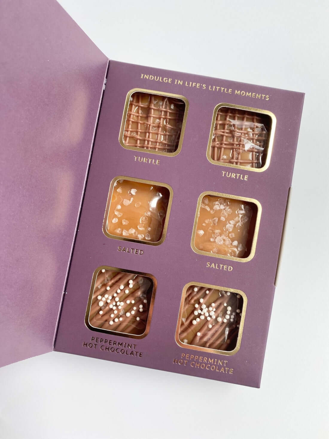 Salted Artisan handcrafted caramels - 6 piece window box for Christmas in assorted flavours
