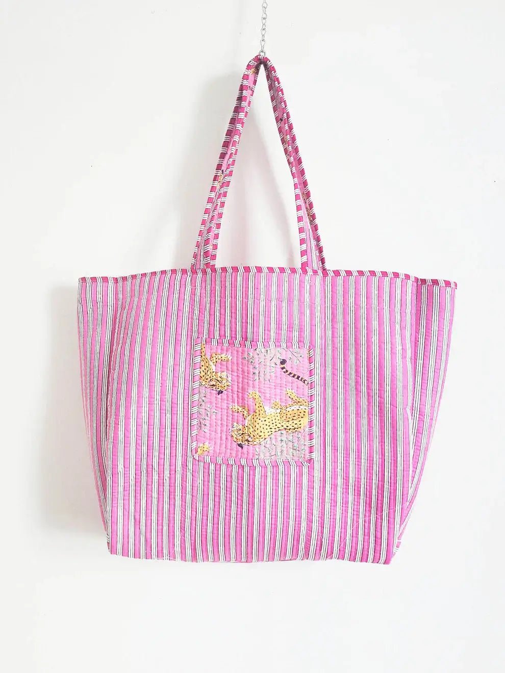 showing inside of reversible weekend tote by French Toast Handmade