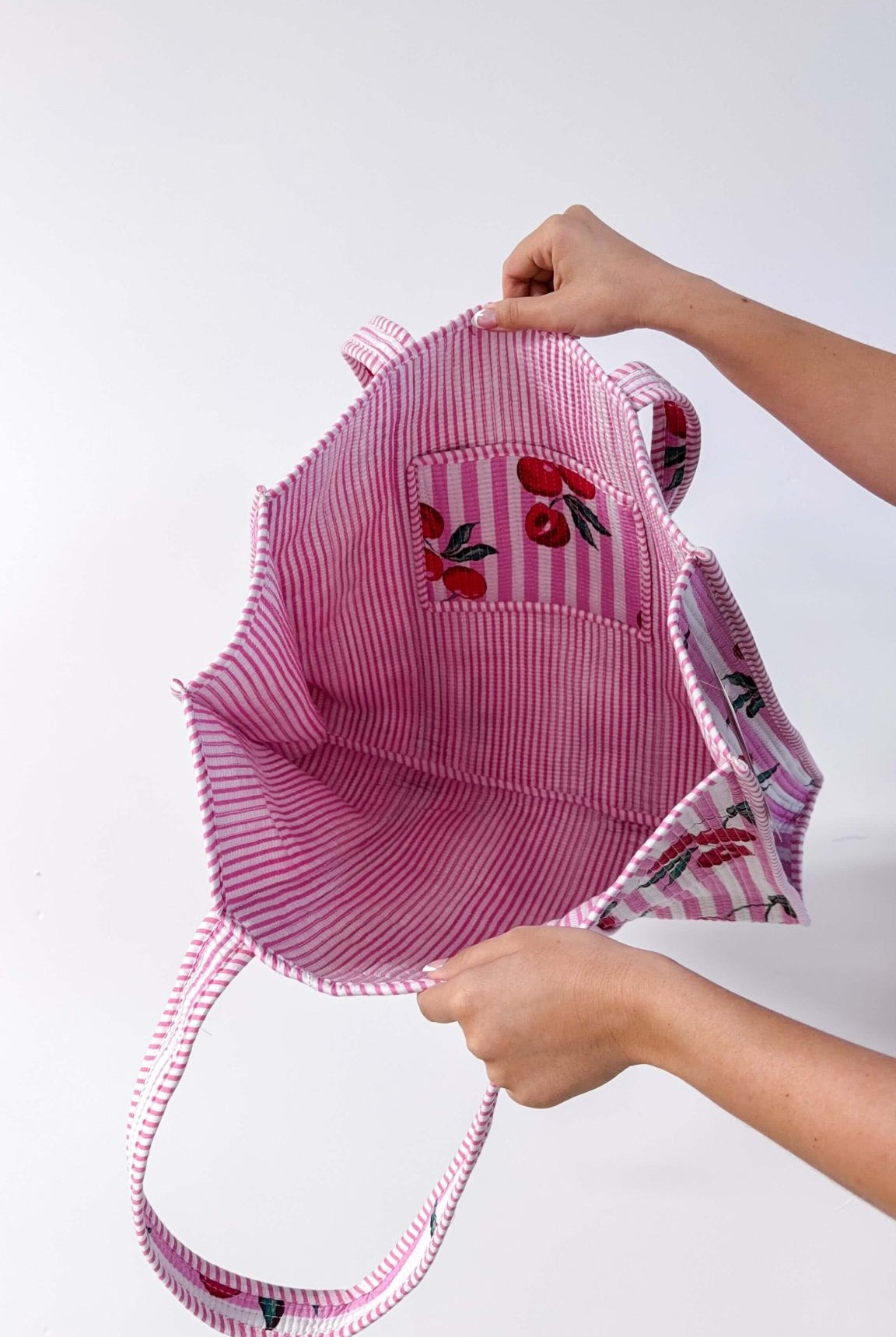 inside of cherry weekend tote by french toast handmade