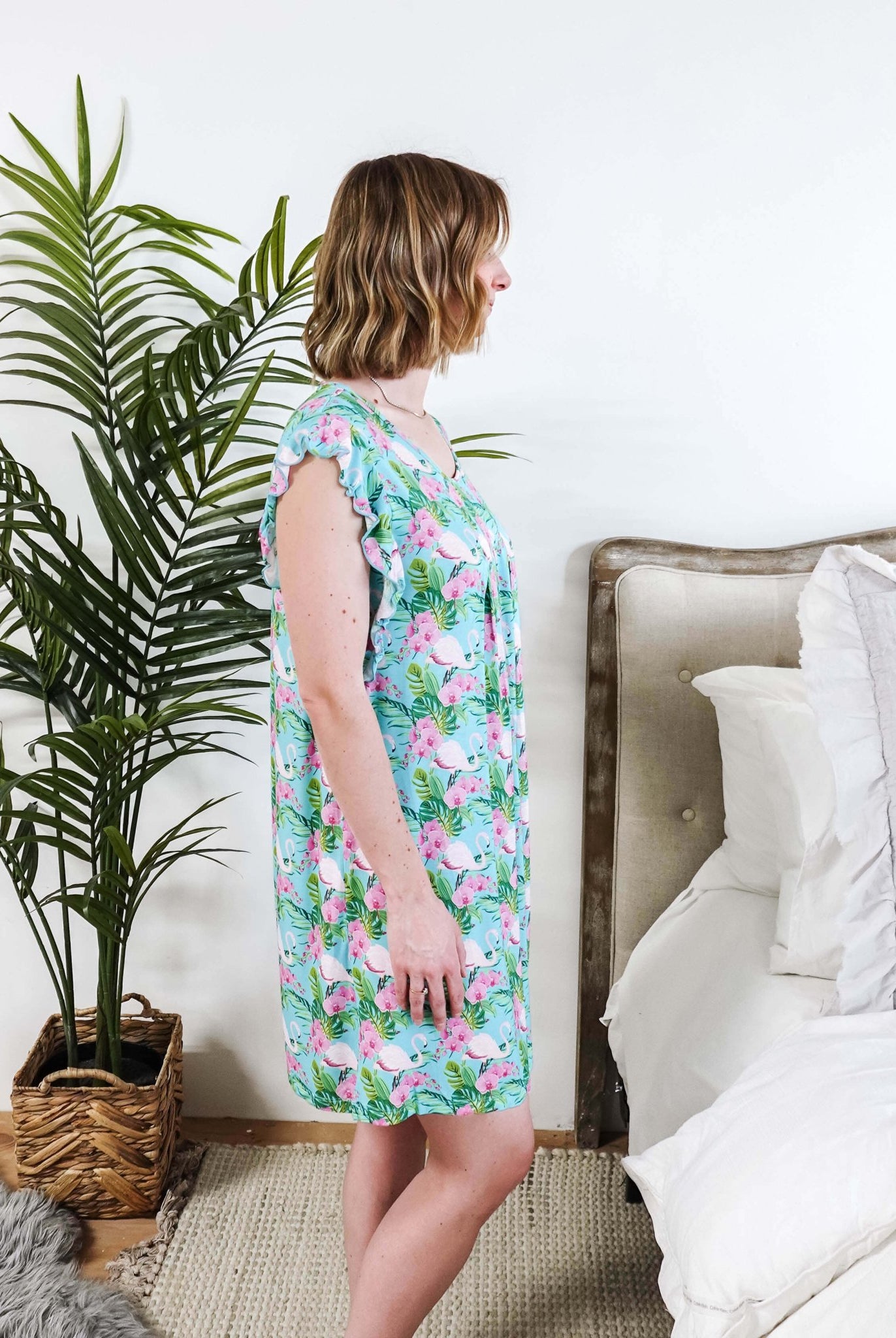 Tropic Like It's Hot Flutter Bamboo Nightgown Georgia Rylan