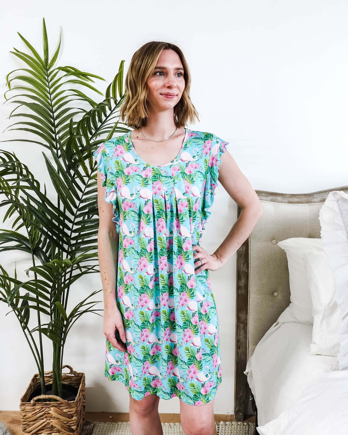 Tropic Like It's Hot Flutter Bamboo Nightgown Georgia Rylan