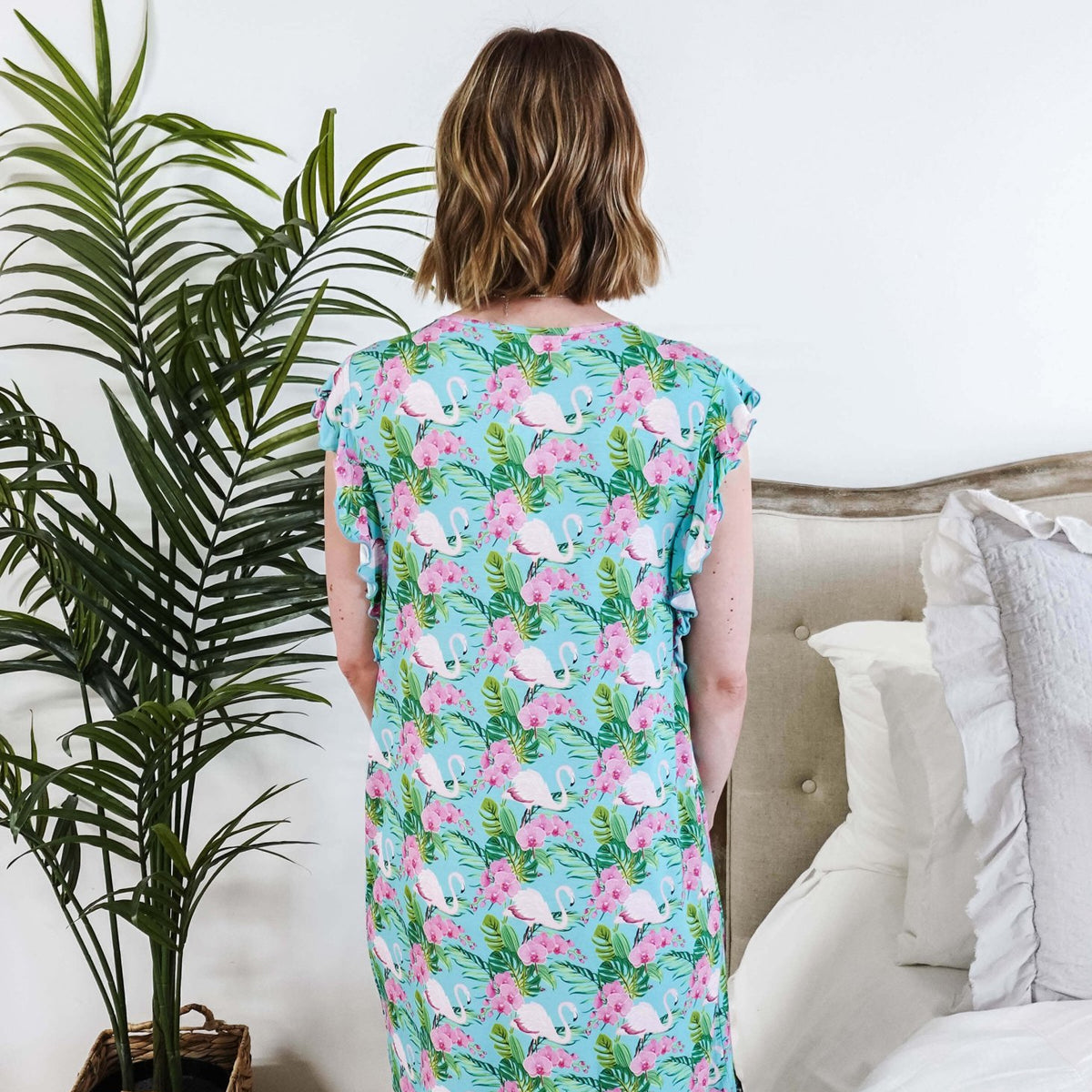 Tropic Like It's Hot Flutter Bamboo Nightgown Georgia Rylan