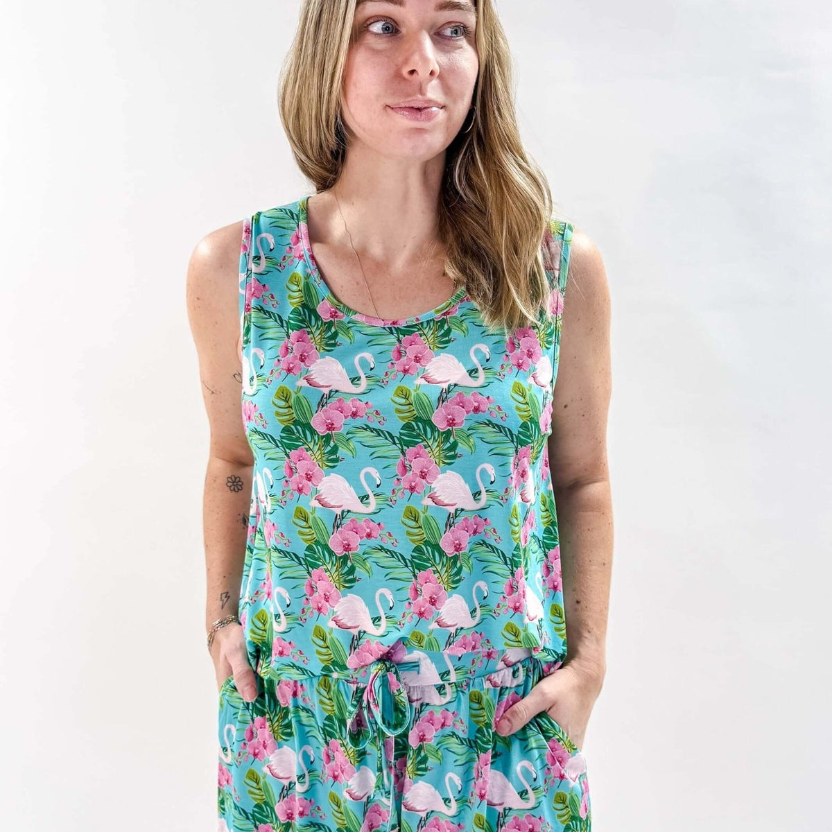 Tropic Like It's Hot Print Tank & Short PJ Set Bamboo | GEORGIA RYLAN women's tropical print lounge or pj set