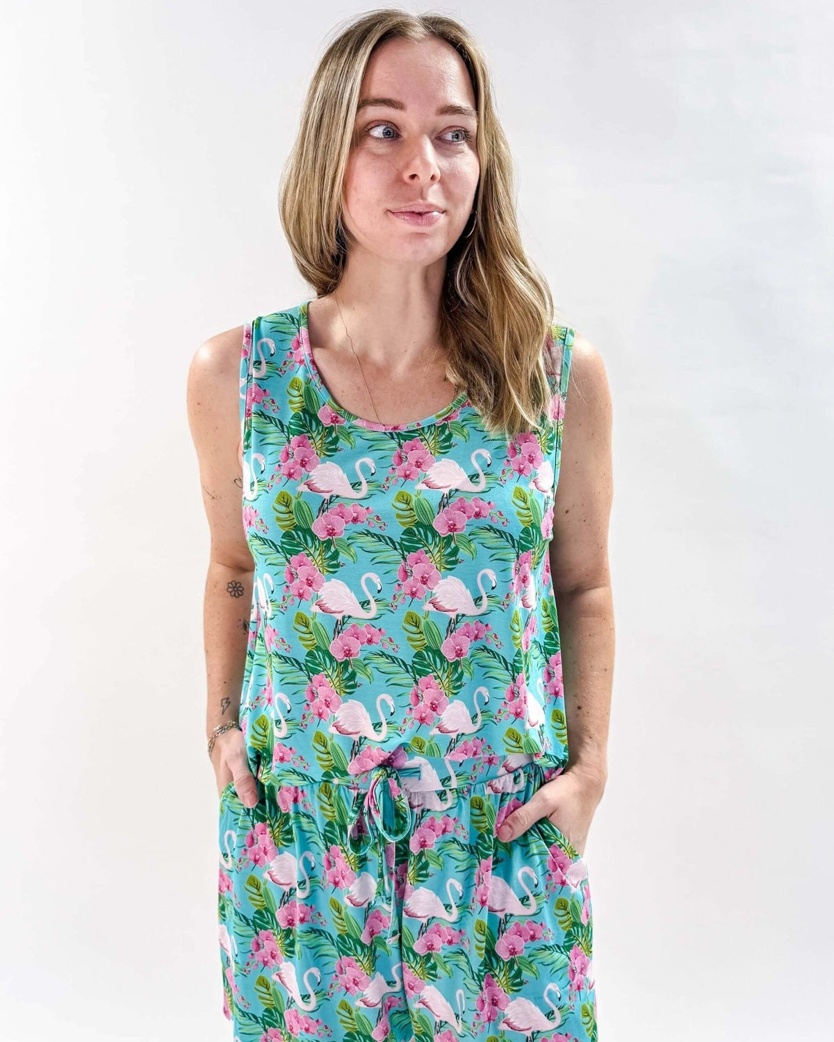 Tropic Like It's Hot Print Tank & Short PJ Set Bamboo | GEORGIA RYLAN women's tropical print lounge or pj set