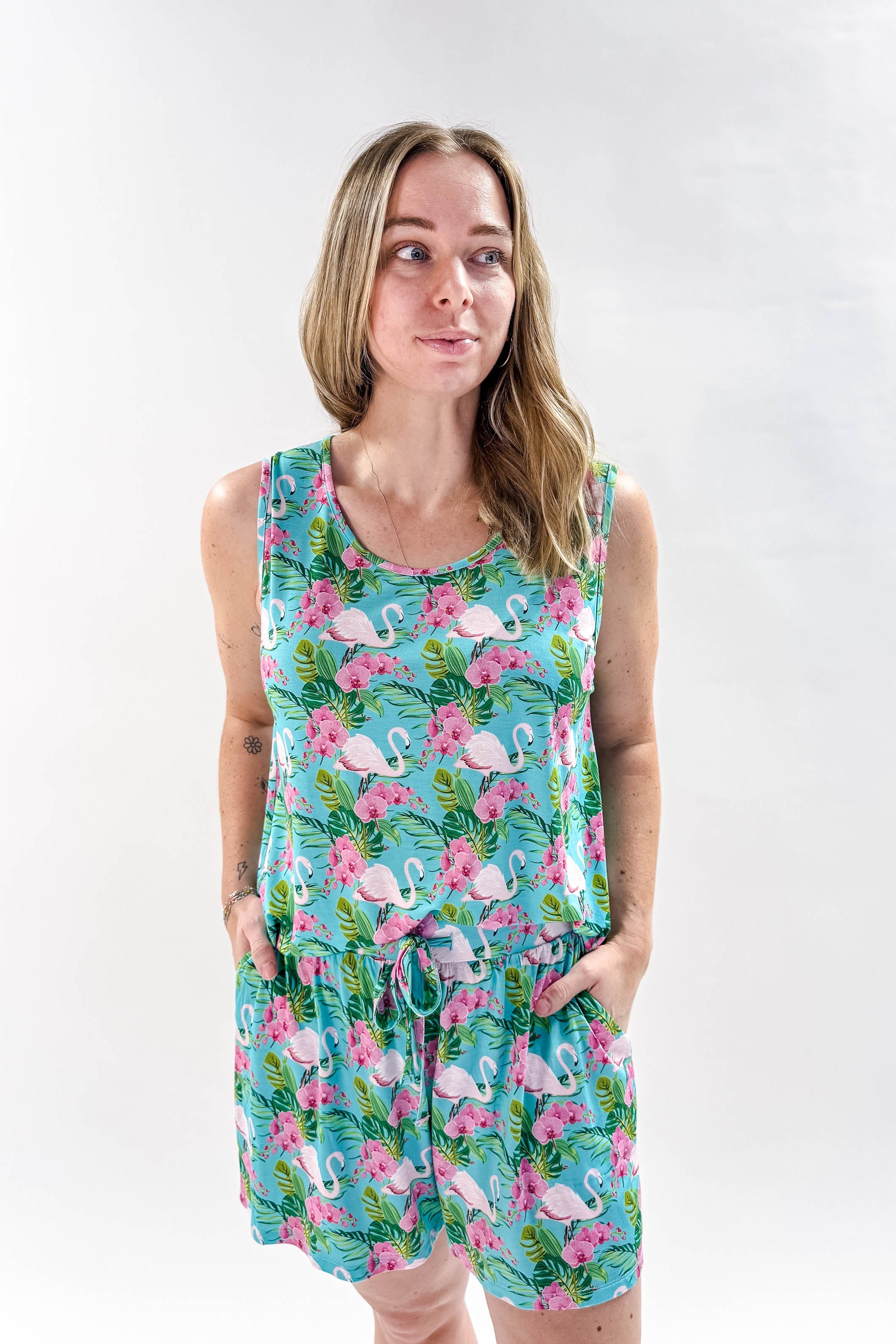 Tropic Like It's Hot Print Tank & Short PJ Set Bamboo | GEORGIA RYLAN women's tropical print lounge or pj set