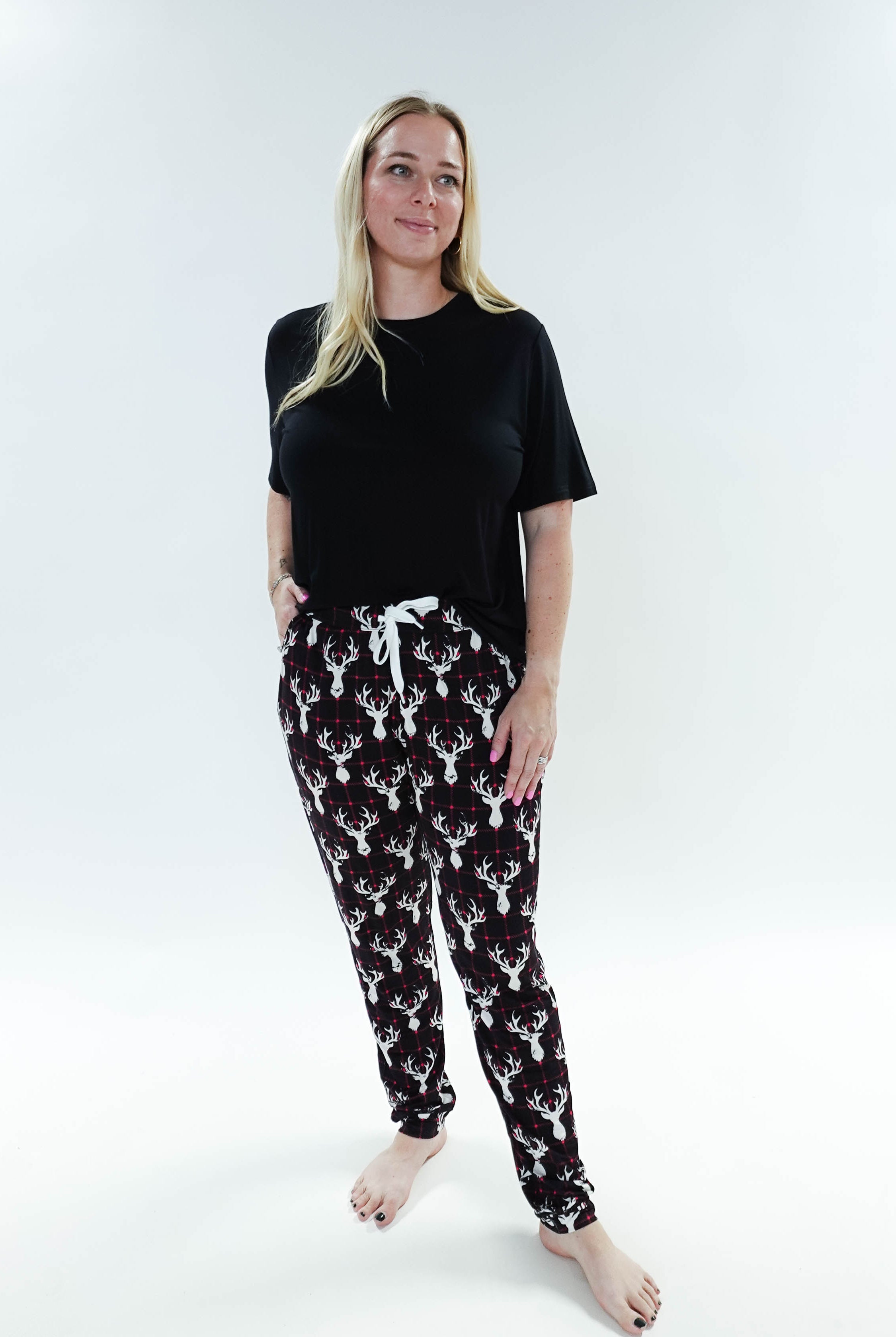 unisex deer plaid printed bamboo jogger bob's sleepwear co