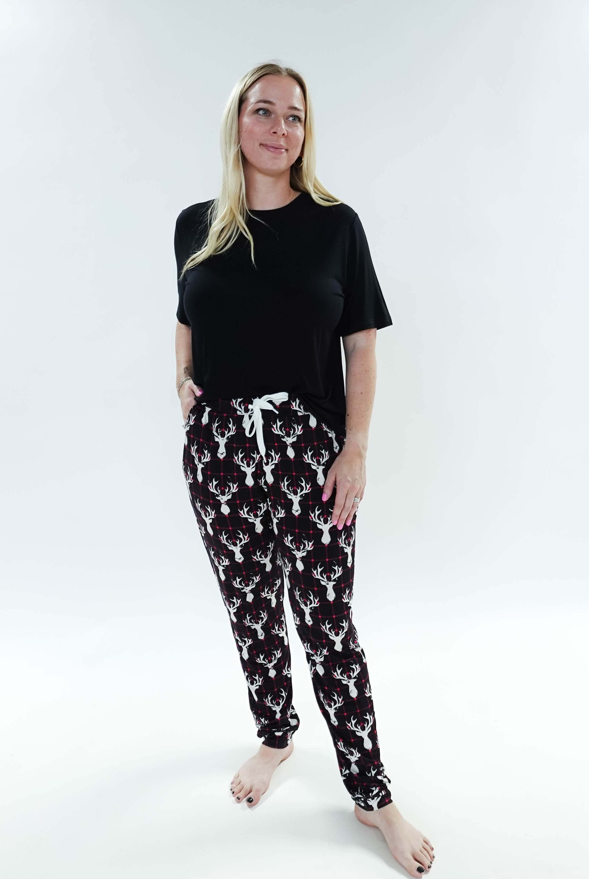 unisex deer plaid printed bamboo jogger bob's sleepwear co