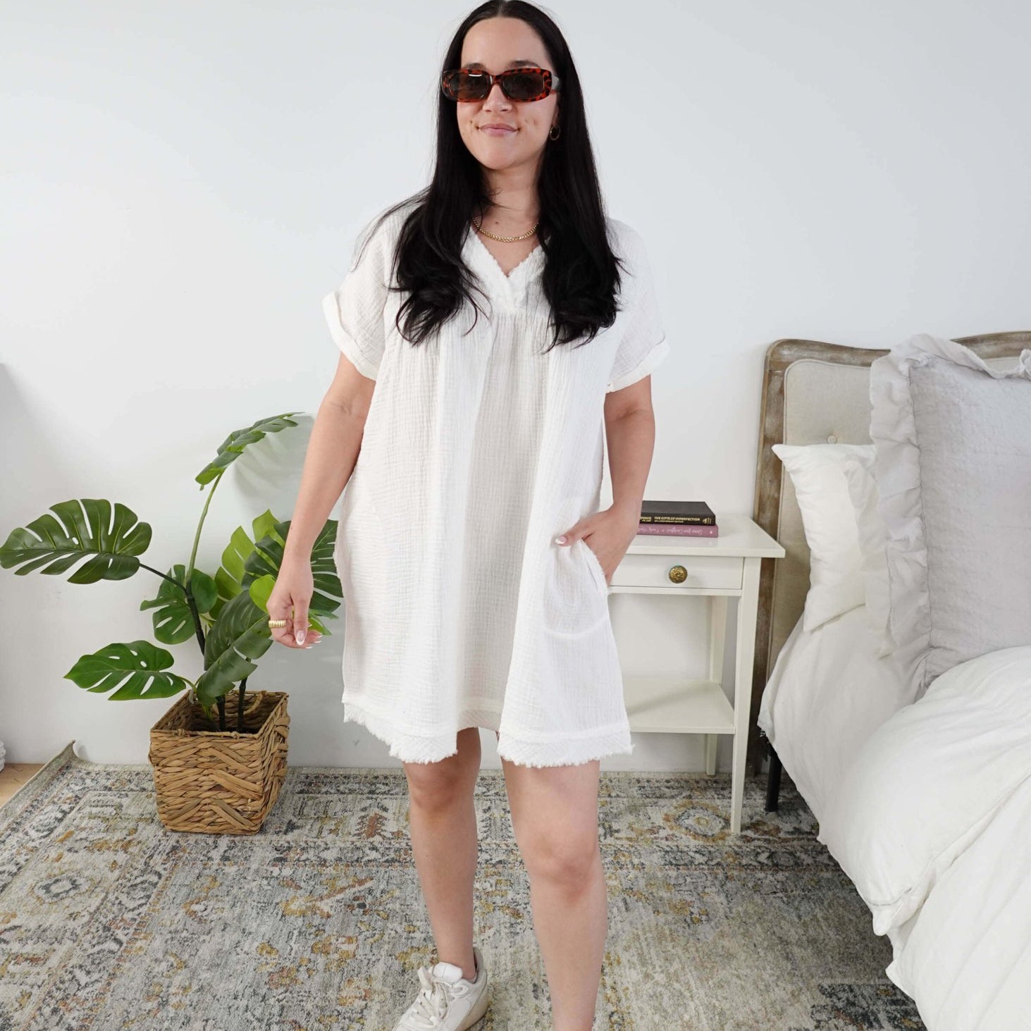 Scarlett Ellie V-Neck Gauze Dress | Lightweight Summer Dress | Cloud Nine Pajamas
