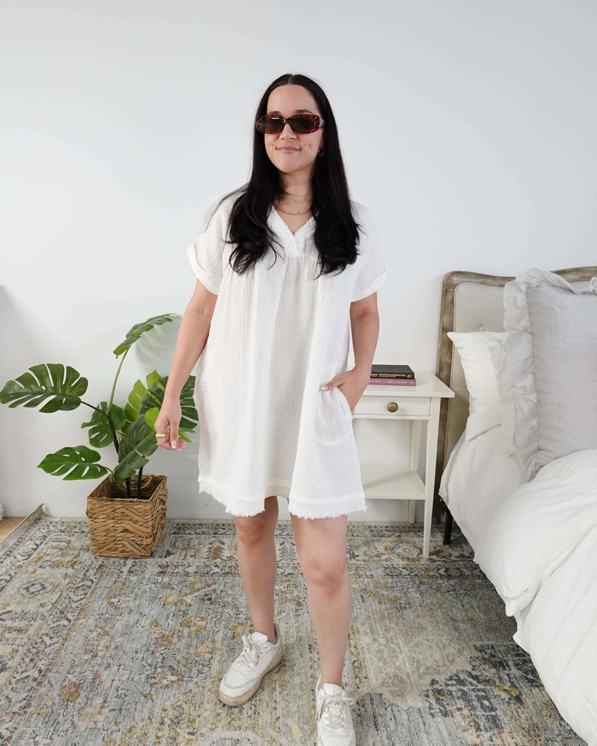 Scarlett Ellie V-Neck Gauze Dress | Lightweight Summer Dress | Cloud Nine Pajamas