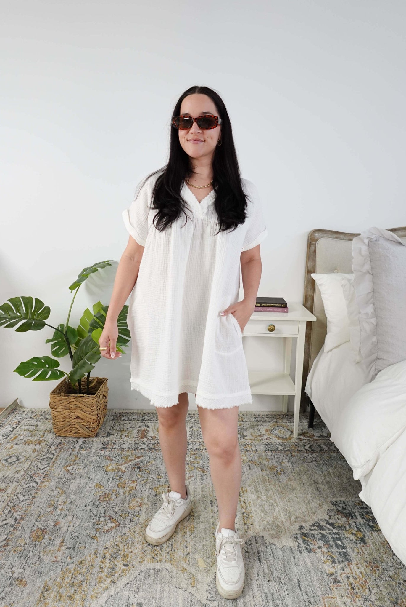 Scarlett Ellie V-Neck Gauze Dress | Lightweight Summer Dress | Cloud Nine Pajamas