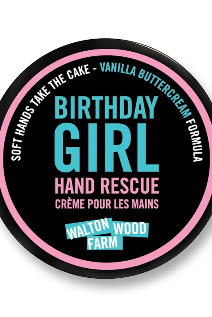 Walton Wood Farm Hand Rescue Moisturizer - Birthday Girl Edition with vanilla buttercream formula.