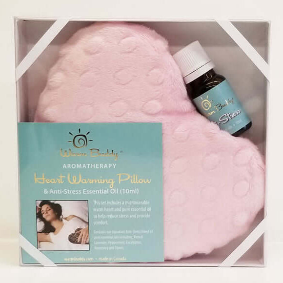 pink Warm Buddy Heart Warming Pillow & Anti-Stress Oil Gift Set