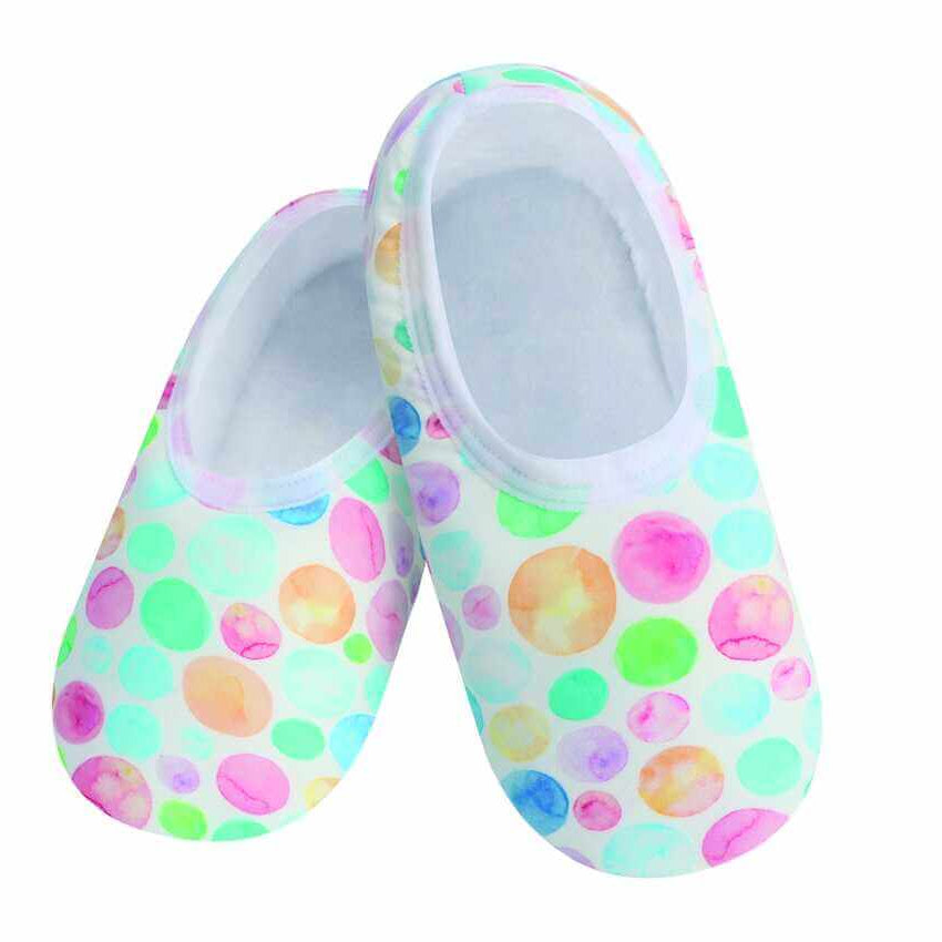 Snoozies Skinnies Lightweight Slipper Socks in Watercolor Print - Non-skid Soles