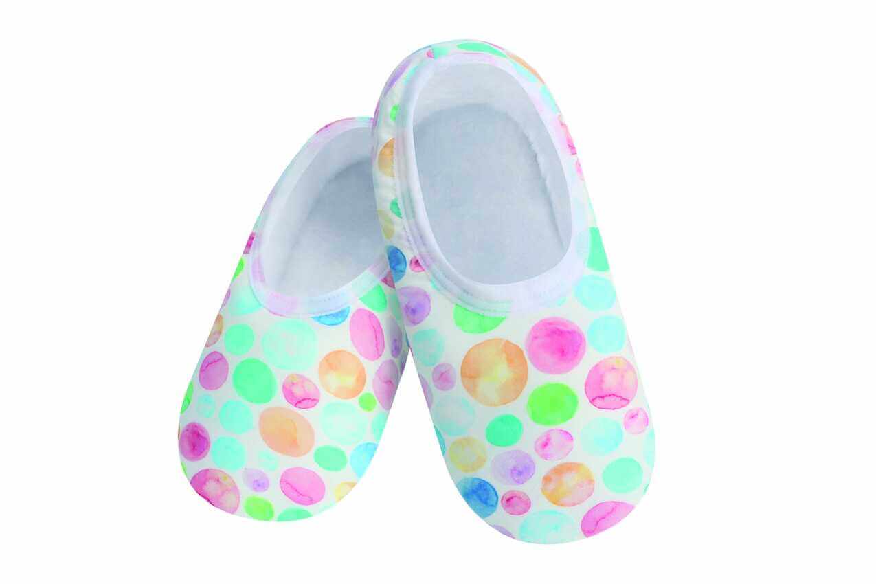 Snoozies Skinnies Lightweight Slipper Socks in Watercolor Print - Non-skid Soles