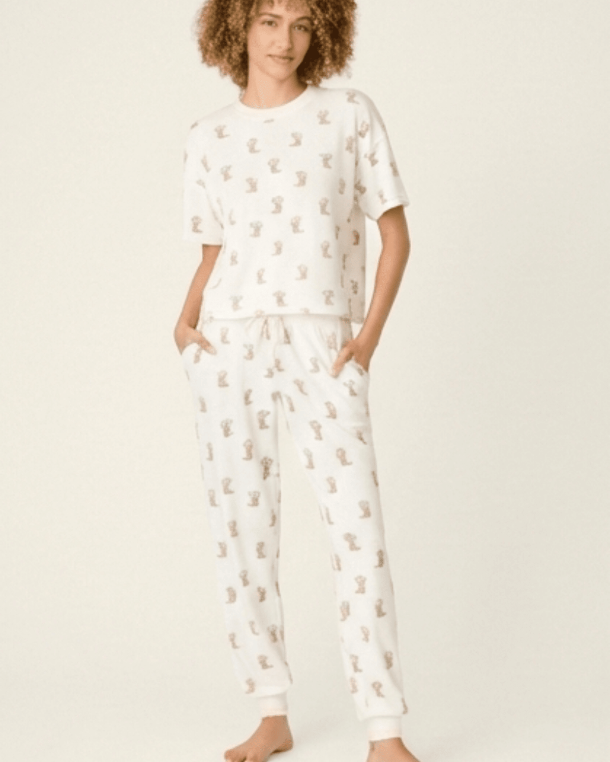Western Blooms Boot Bouquet Peachy Jersey Tee/Jogger Set from PJ Salvage in a cozy setting.