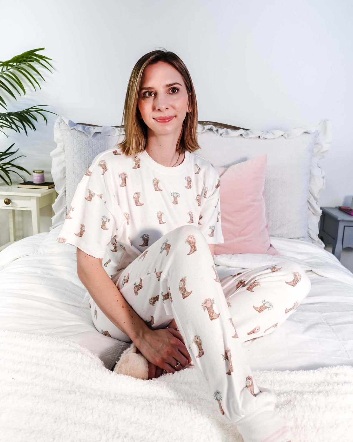 Western Blooms Boot Bouquet Peachy Jersey Tee/Jogger Set | PJ Salvage - PJ Salvage - Cloud Nine Pajamas