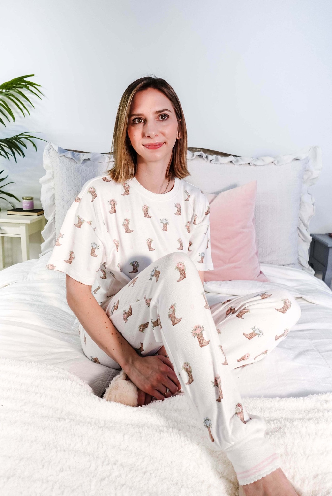 Western Blooms Boot Bouquet Peachy Jersey Tee/Jogger Set | PJ Salvage - PJ Salvage - Cloud Nine Pajamas