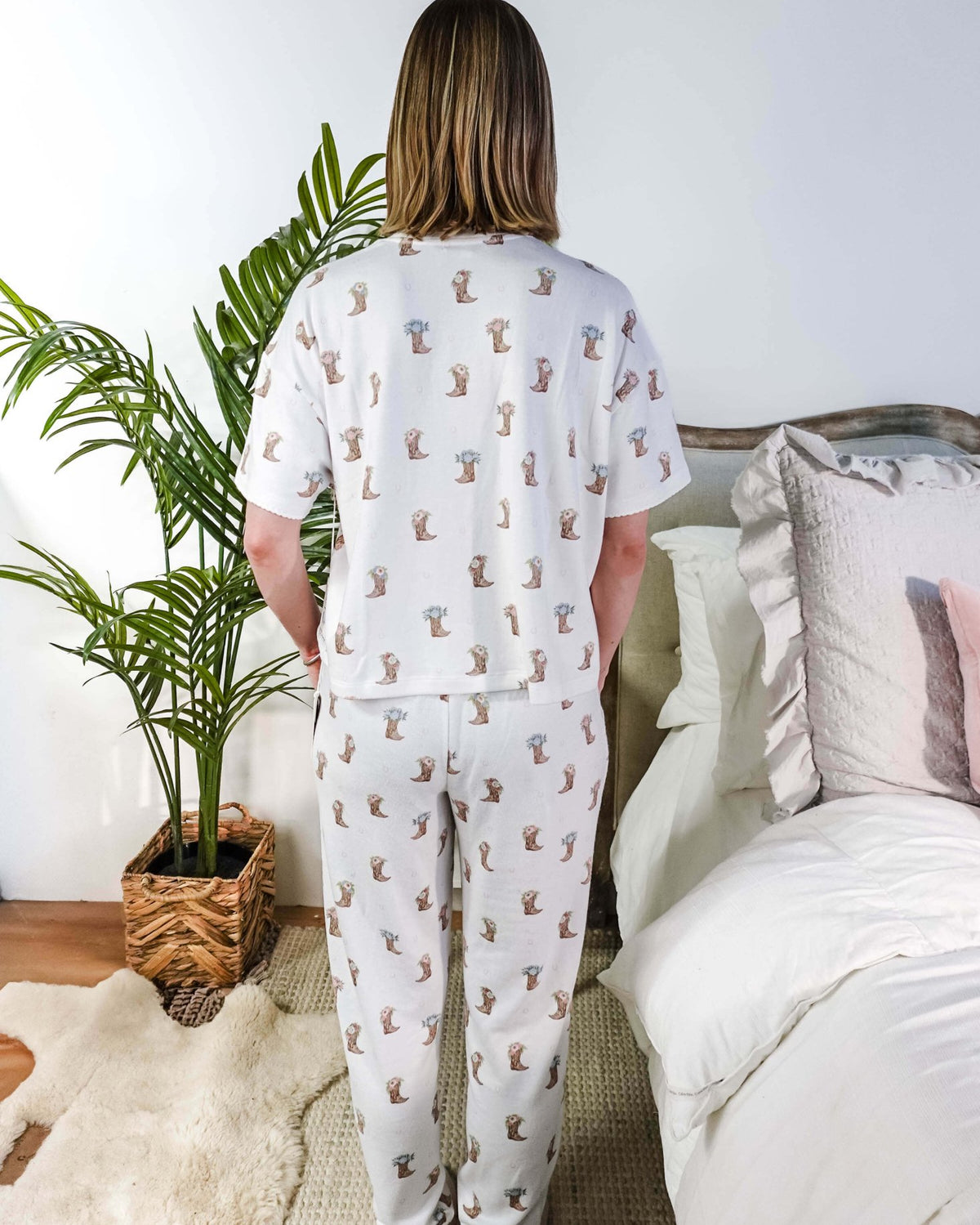 Western Blooms Boot Bouquet Peachy Jersey Tee/Jogger Set | PJ Salvage - PJ Salvage - Cloud Nine Pajamas