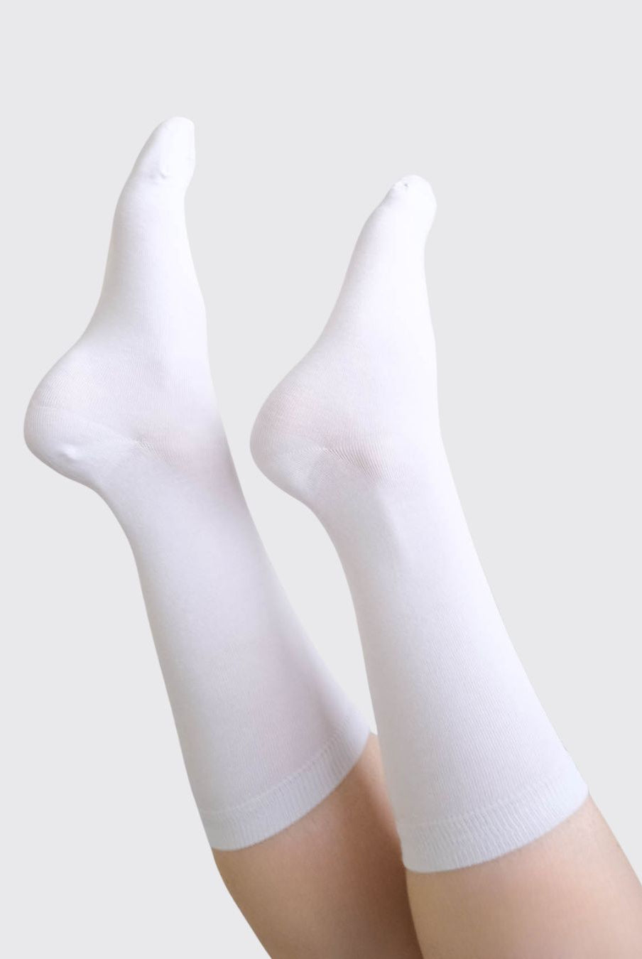 Georgia Rylan white bamboo crew sock styled detail — Cloud Nine Pajamas