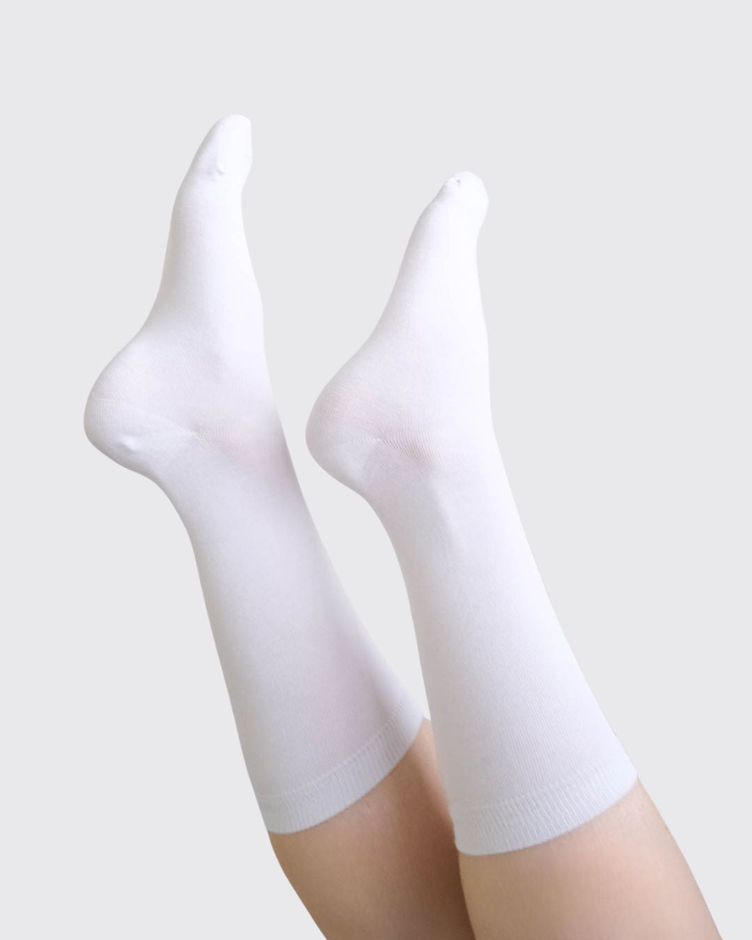 Georgia Rylan white bamboo crew sock styled detail — Cloud Nine Pajamas