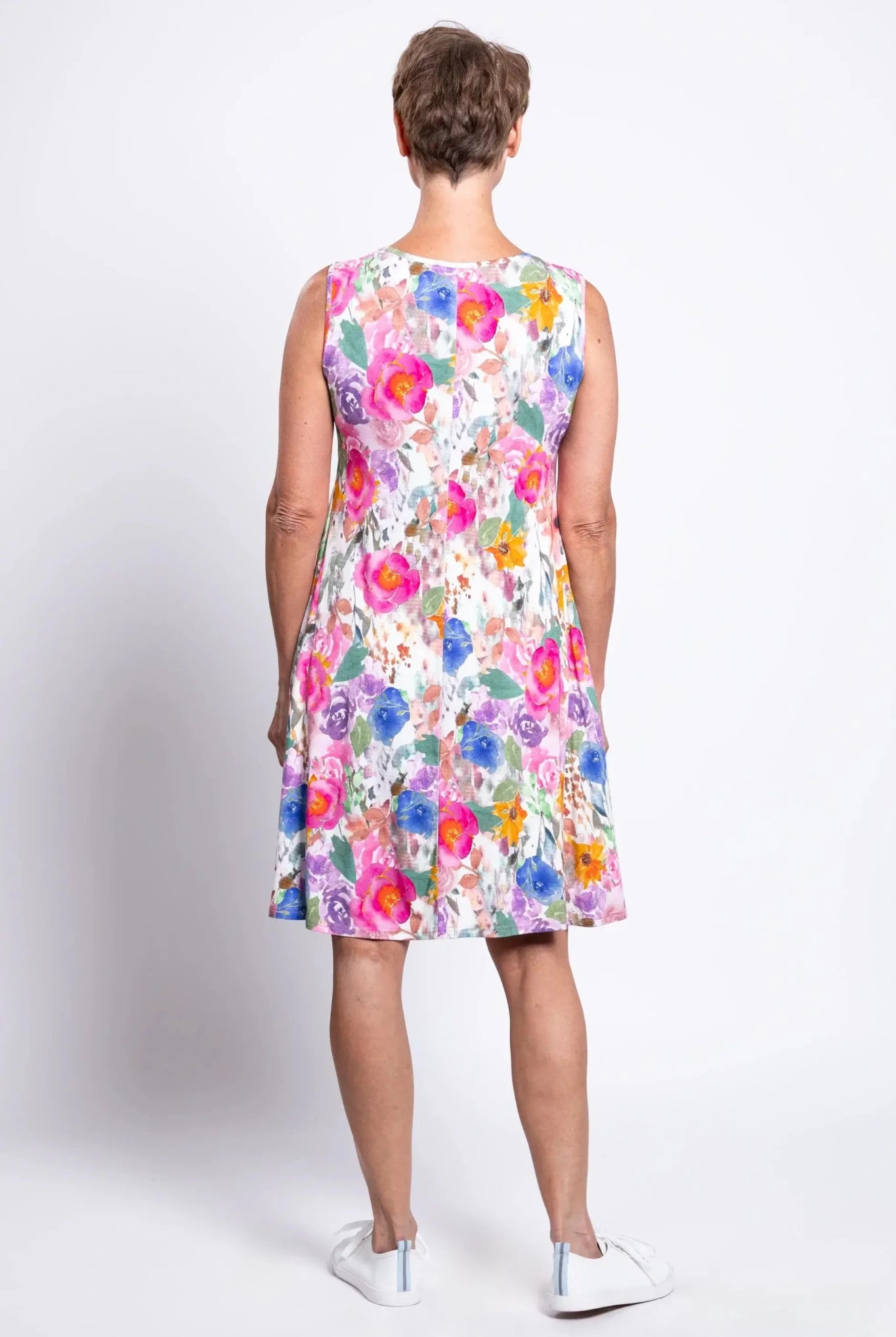 Willow Bamboo Dress – Pink Bouquet Floral Knee - Length Dress with Pockets - Blue Sky Clothing Co - Cloud Nine Pajamas