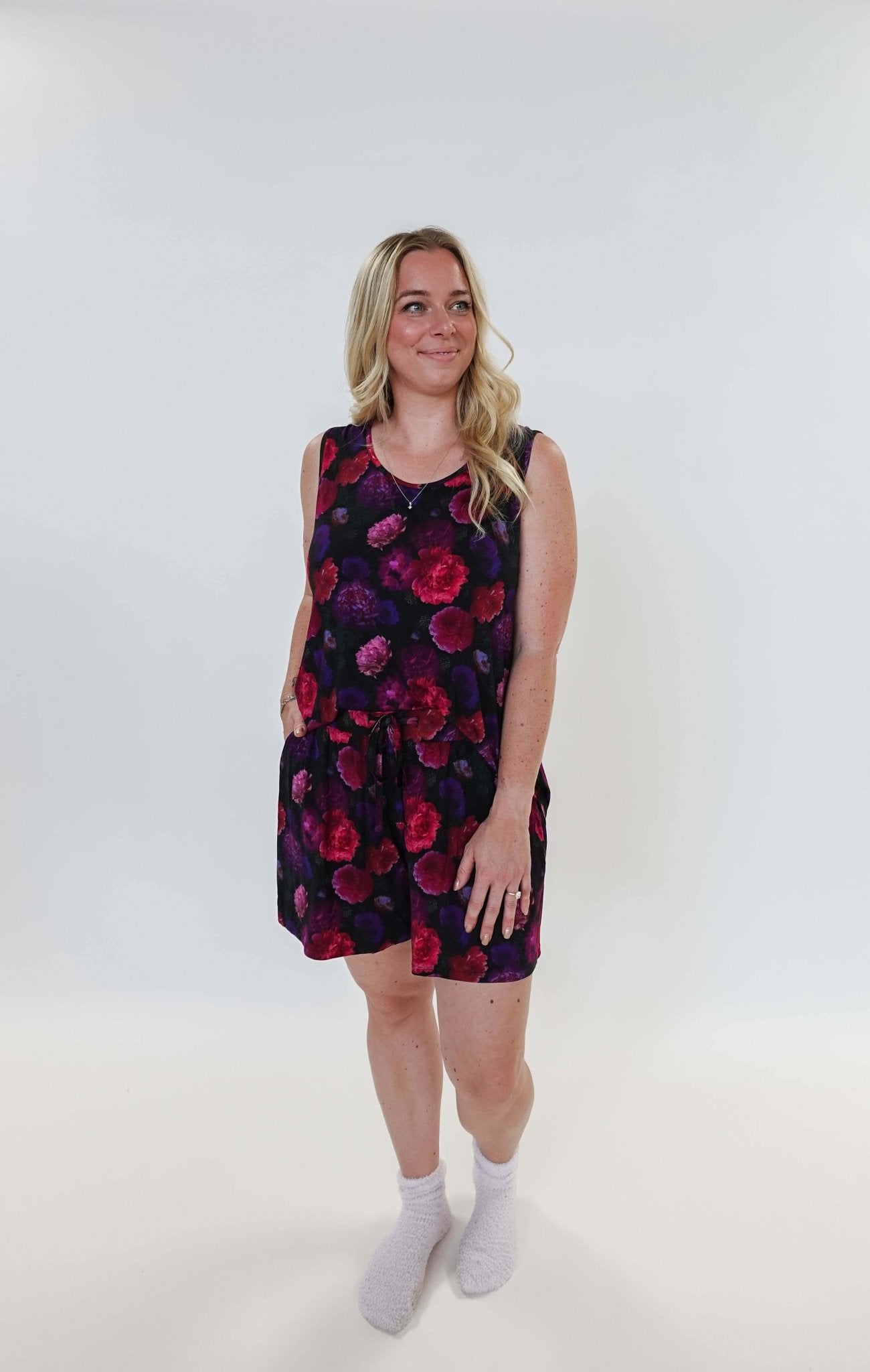 Winter Blossom Print Tank & Short PJ Set Bamboo