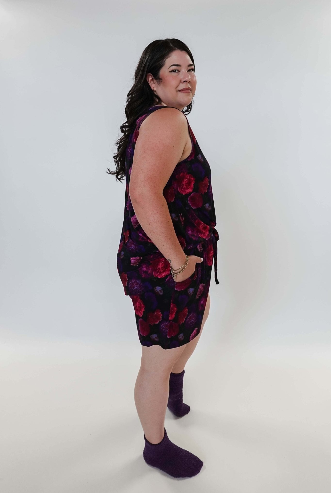 Winter Blossom Print Tank & Short PJ Set Bamboo women's purple floral bamboo tank and short pj set GEORGIA RYLAN