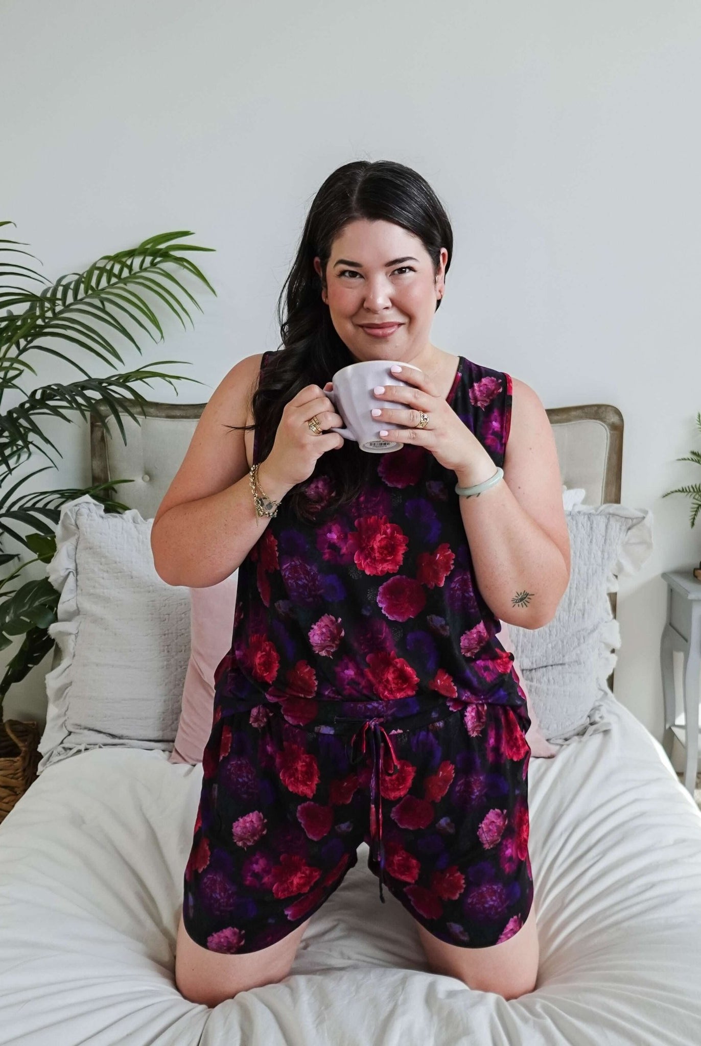 Winter Blossom Print Tank & Short PJ Set Bamboo women's purple floral bamboo tank and short pj set GEORGIA RYLAN