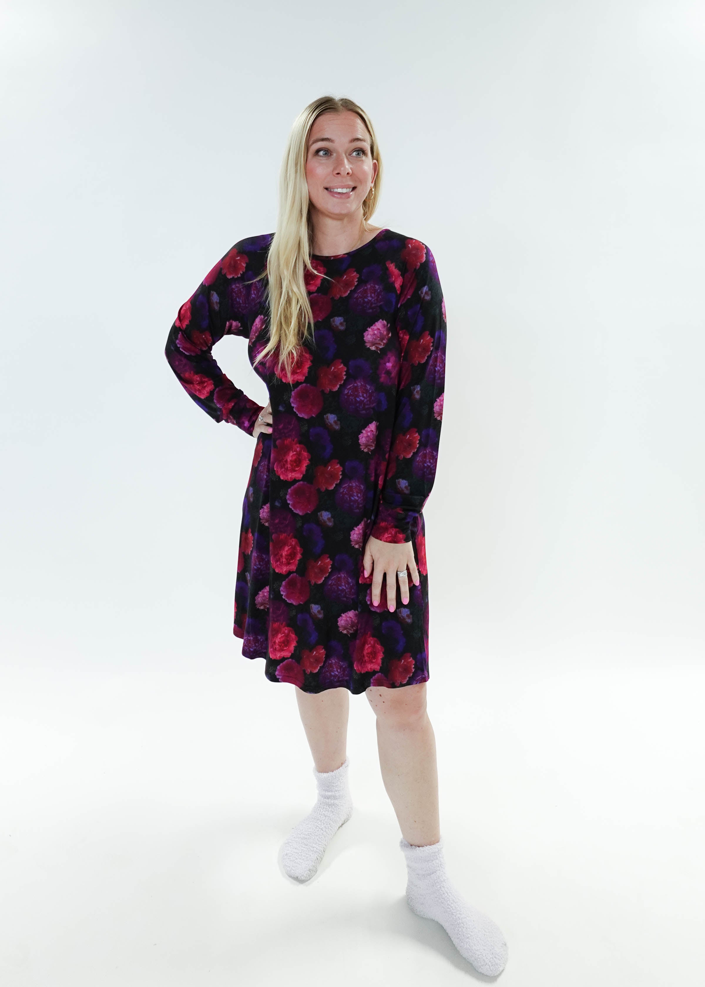 Winter Blossom Long Sleeve Bamboo Nightshirt | GEORGIA RYLAN