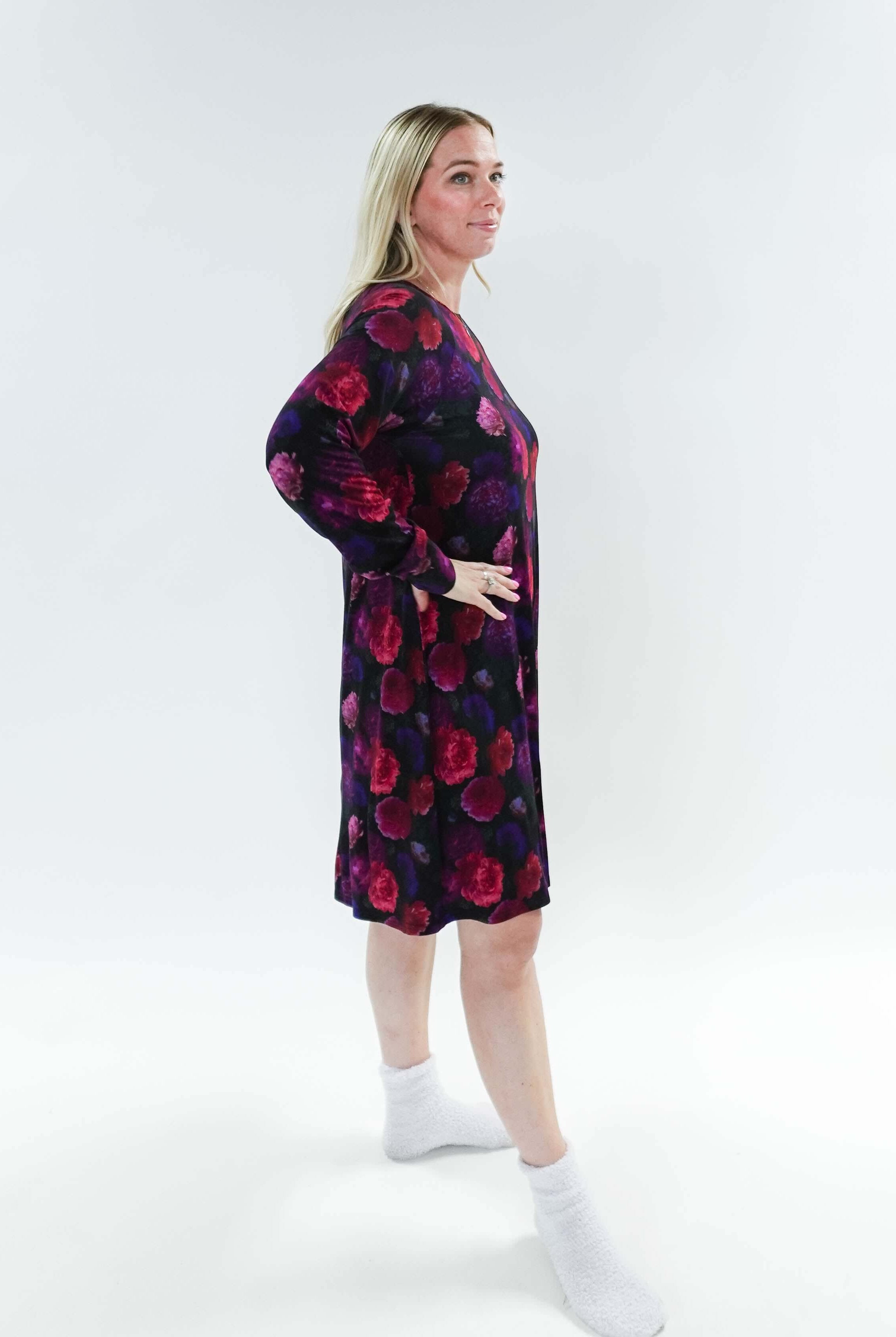 Winter Blossom Long Sleeve Bamboo Nightshirt | GEORGIA RYLAN
