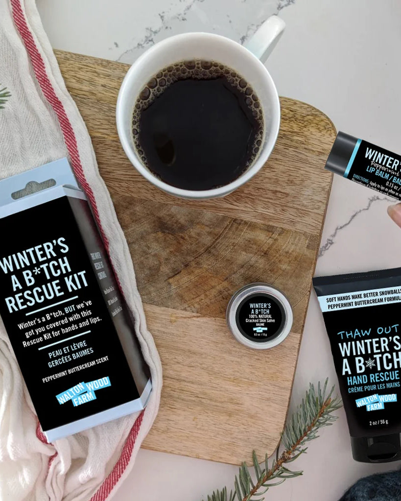 Walton Wood Farm Winter's a B*tch Rescue Kit contents — Cloud Nine Pajamas Edmonton