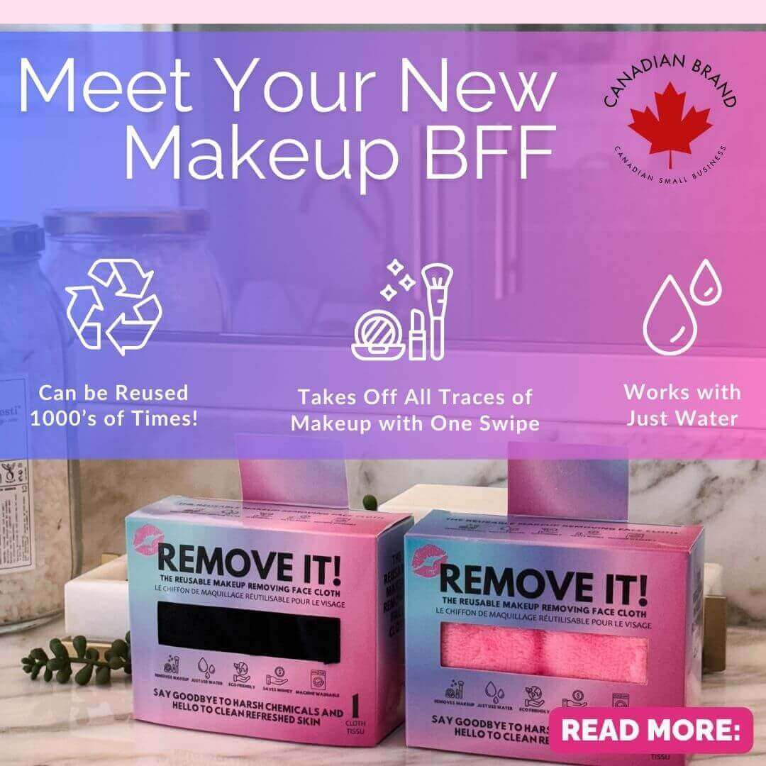 Remove It Makeup Removing Cloth packaging showcasing eco-friendly makeup removal benefits.