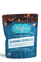 Utoffeea Almond Espresso flavour handcrafted toffee package on a white background