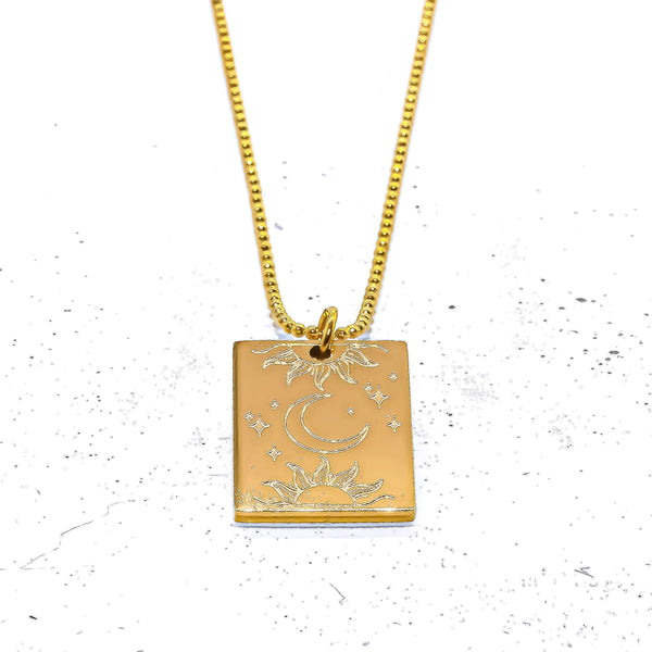 She is the Sun, Moon & Stars Gold Necklace