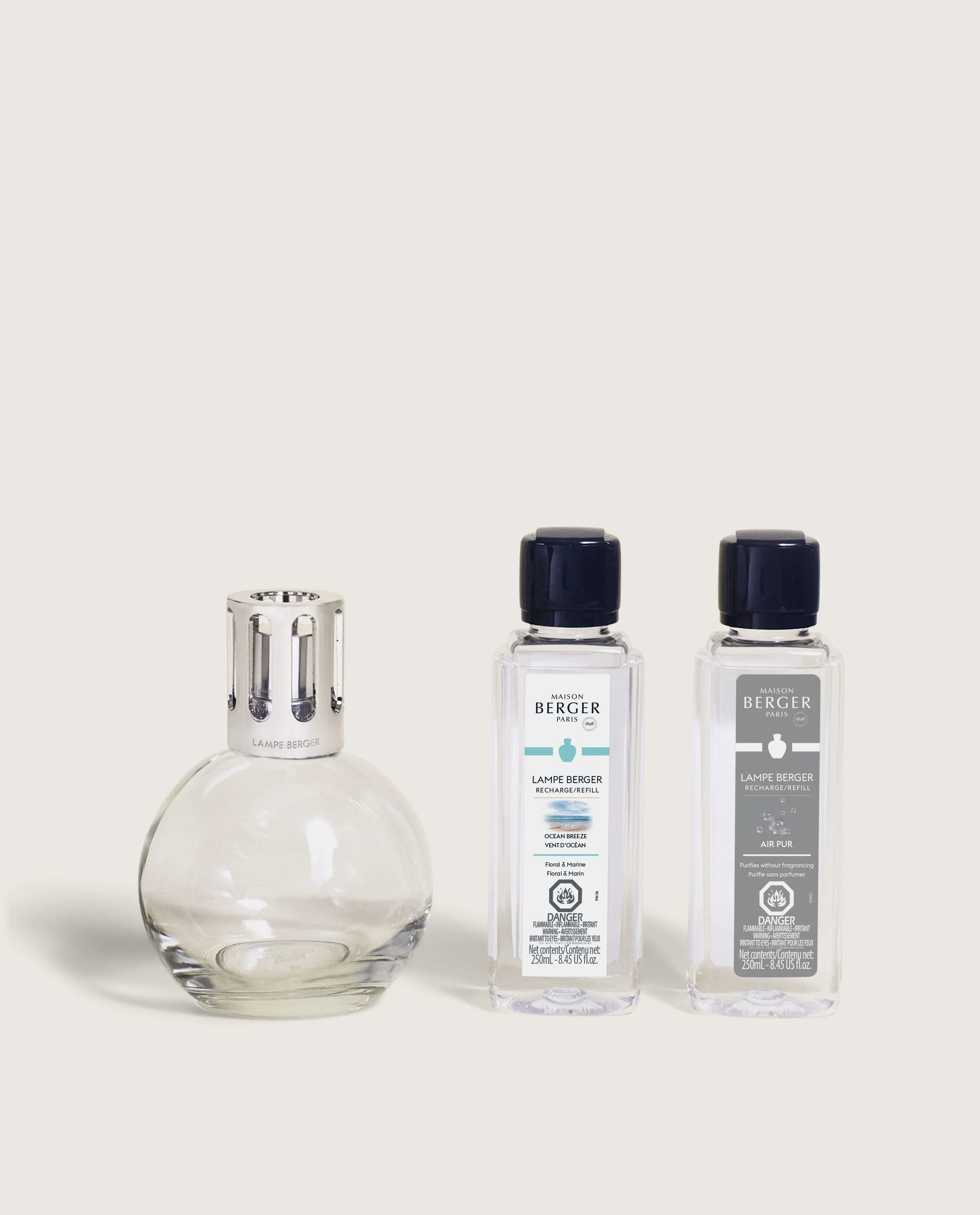 Maison Berger Paris Essential Round Glass Fragrance Lamp with Ocean Breeze and So Neutral refills — Cloud Nine Pajamas Edmonton