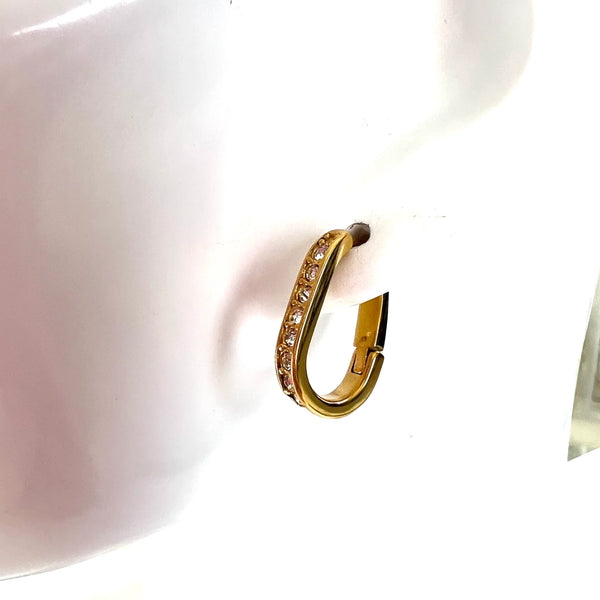 Oval Stone Hoop Earrings | GOLD
