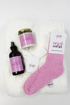 The Cuddle Bug Gift Set | Cozy Cabin Blanket, Socks & Let's Cuddle Scent Collection
