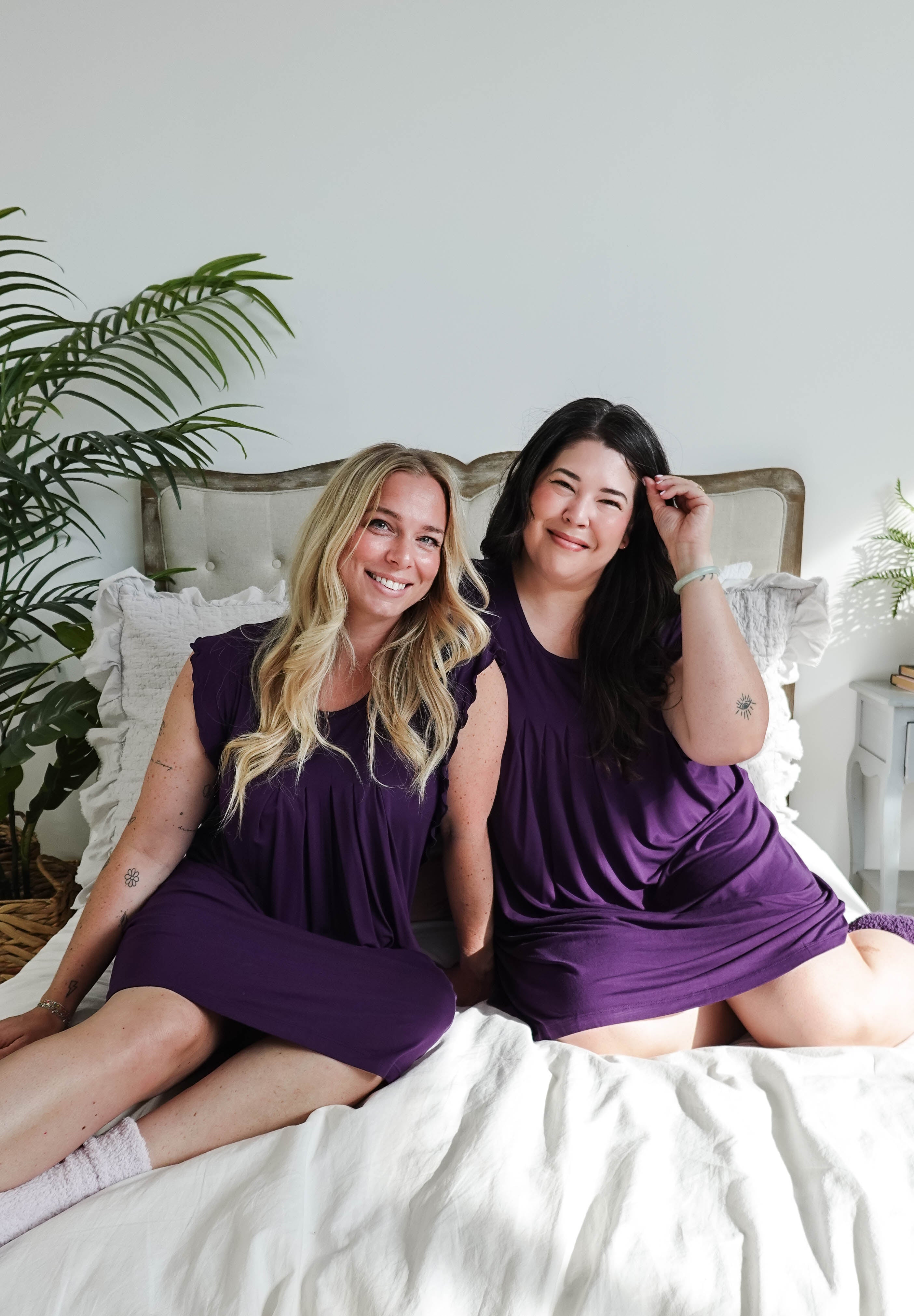 women's dark purple knee length nightgown bamboo Georgia Rylan