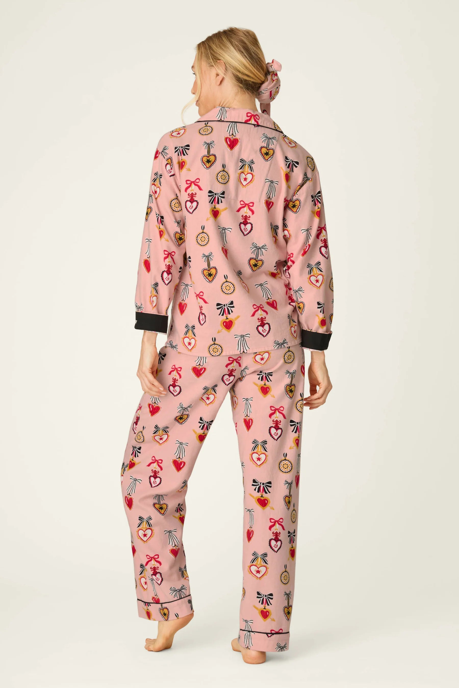 PJ Salvage Amour Flannel PJ Set model back view — Cloud Nine Pajamas Edmonton