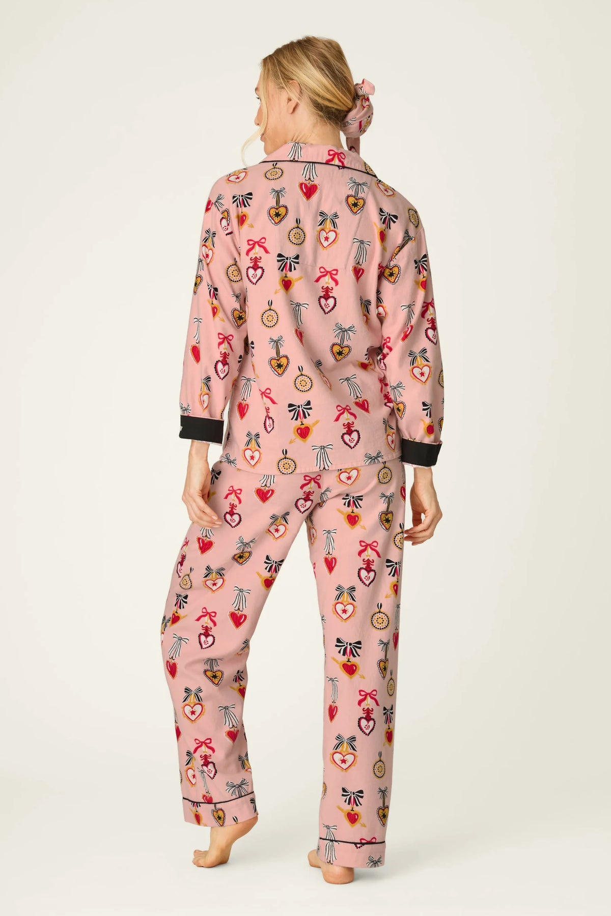 PJ Salvage Amour Flannel PJ Set model back view — Cloud Nine Pajamas Edmonton