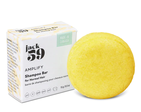 Jack59 Travel Buddies Shampoo Bar in bright yellow for normal hair, designed for travel convenience.