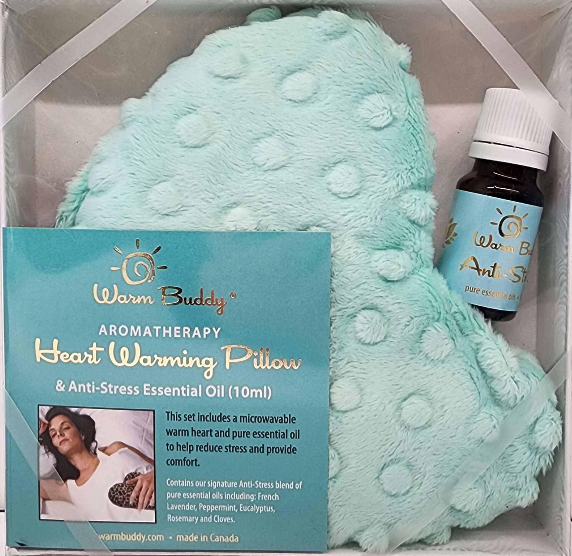 blue Warm Buddy Heart Warming Pillow & Anti-Stress Oil Gift Set