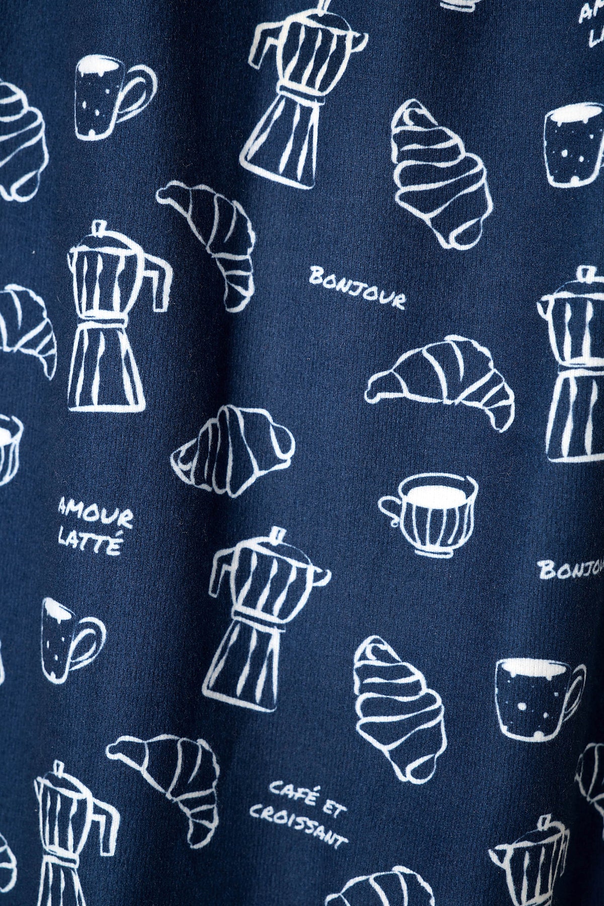 PJ Salvage Bonjour Babe Deep Navy print swatch — Cloud Nine Pajamas