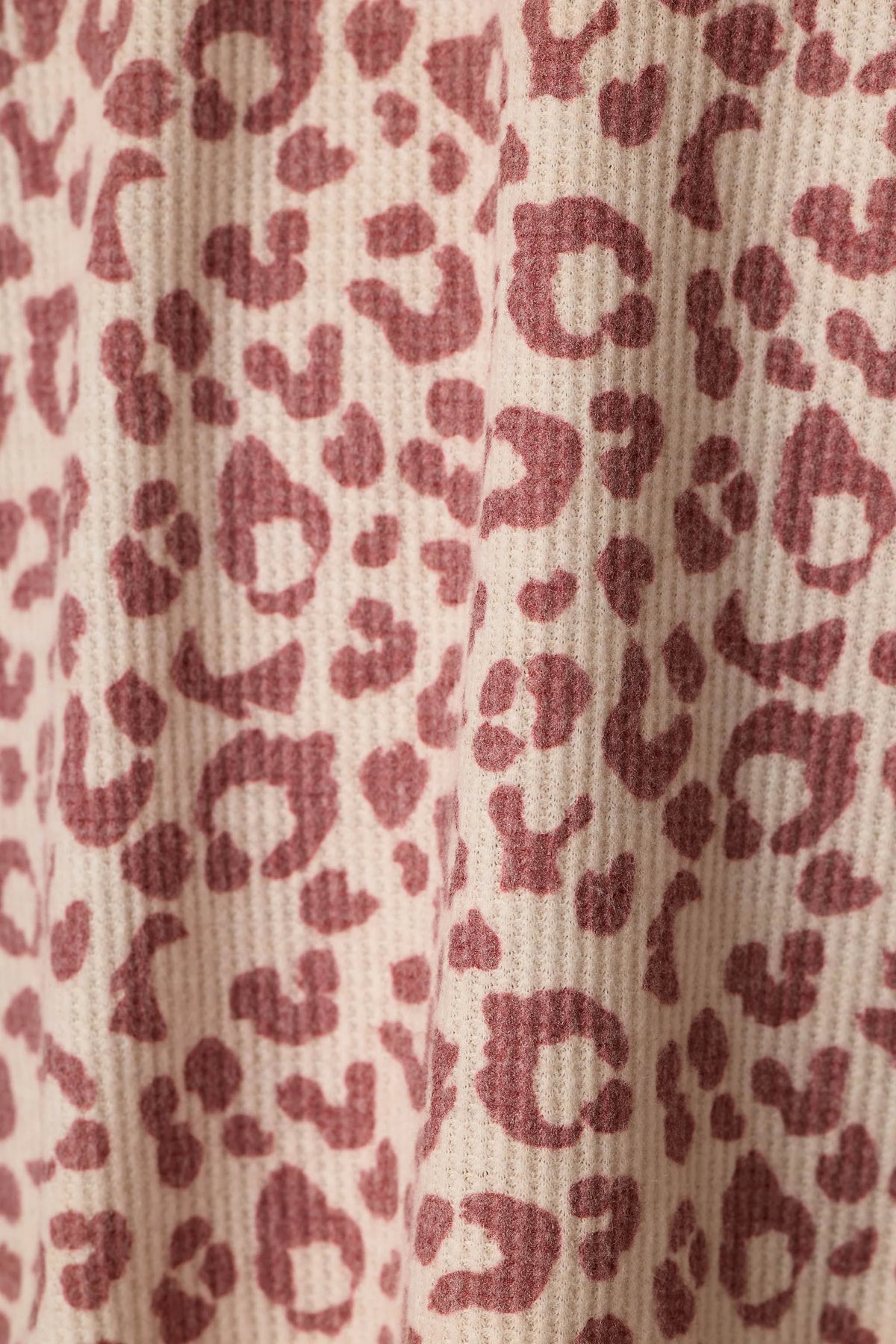 PJ Salvage Boyfriend Boxer Dark Wine ivory leopard waffle knit fabric swatch — Cloud Nine Pajamas