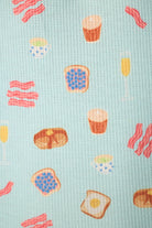 PJ Salvage Boyfriend Boxer Short PJ Set in Cool Blue Foodie print baby waffle knit — Cloud Nine Pajamas