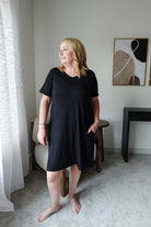 Black Beauty Nightshirt V Neck With Pockets Bamboo