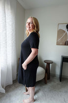 Black Beauty Nightshirt V Neck With Pockets Bamboo