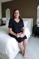 Black Beauty Nightshirt V Neck With Pockets Bamboo